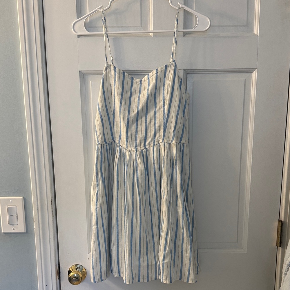 Aerie Light Blue and White Striped Spaghetti Strap Sundress